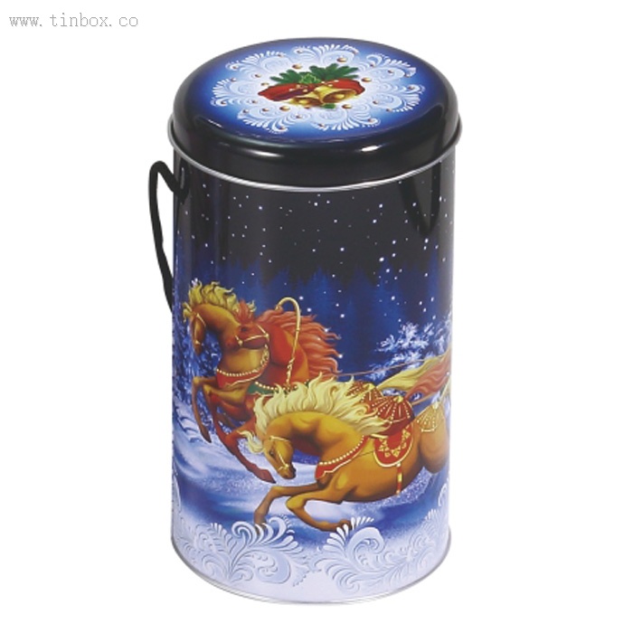 Round Christmas Biscuit Tin Box Round Christmas Biscuit Tin Box
