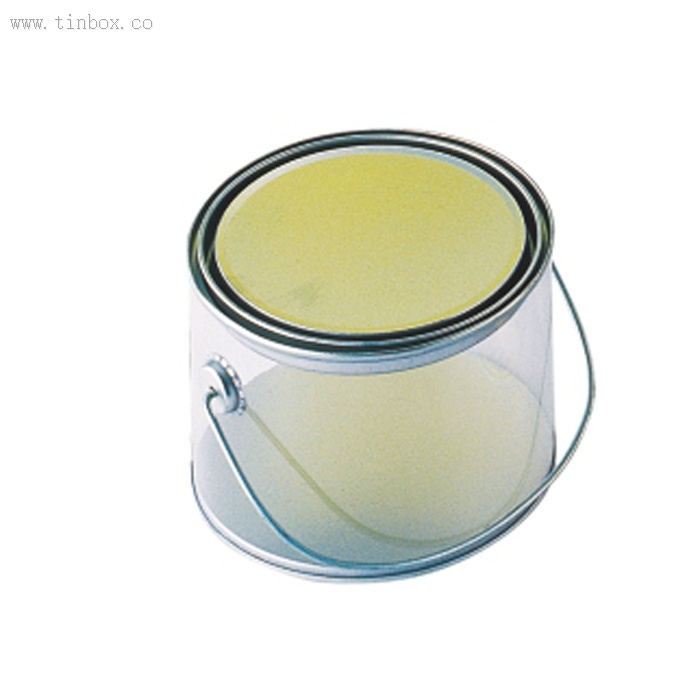 Christmas candy clear bucket with metal lid and bottom Christmas candy clear bucket with metal lid and bottom