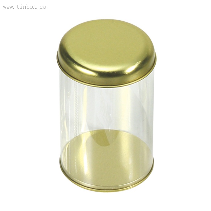 Christmas candy tin with clear body Christmas candy tin with clear body