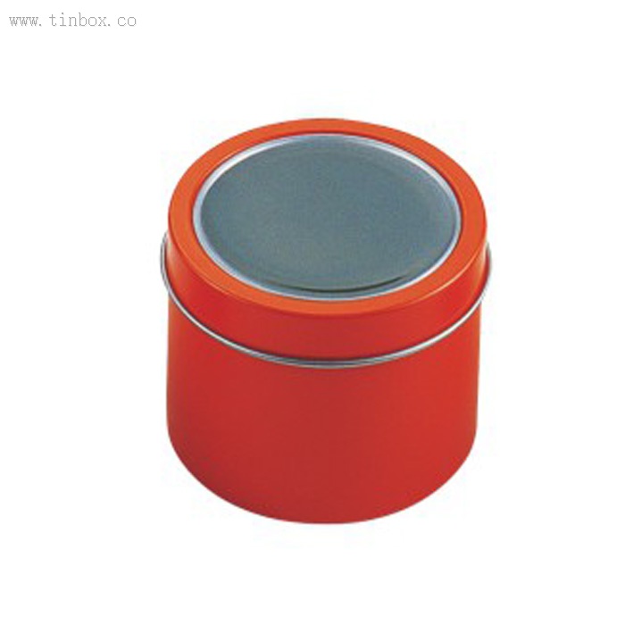 clear window seamless round Christmas candy tin clear window seamless round Christmas candy tin