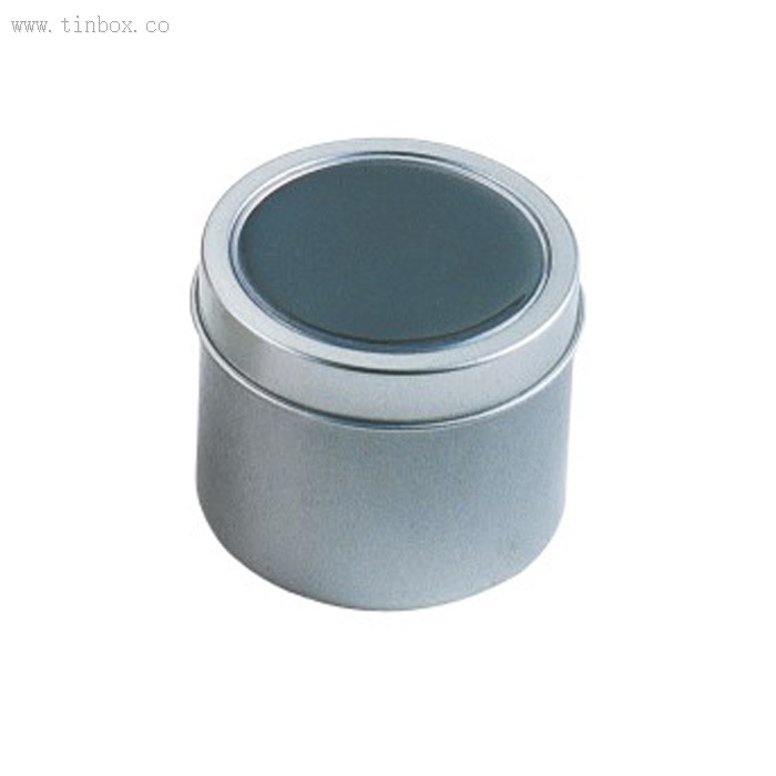 clear window seamless round Christmas tin clear window seamless round Christmas tin
