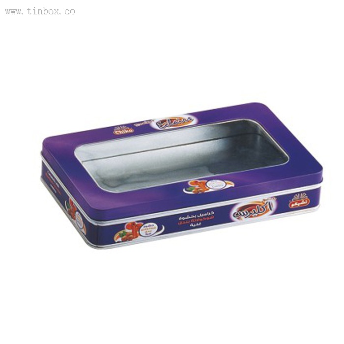 window lid Christmas rectangular candy tin window lid Christmas rectangular candy tin