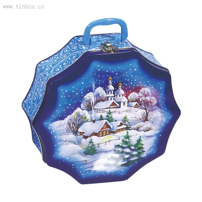 flower shaped tin box for Christmas flower shaped tin box for Christmas