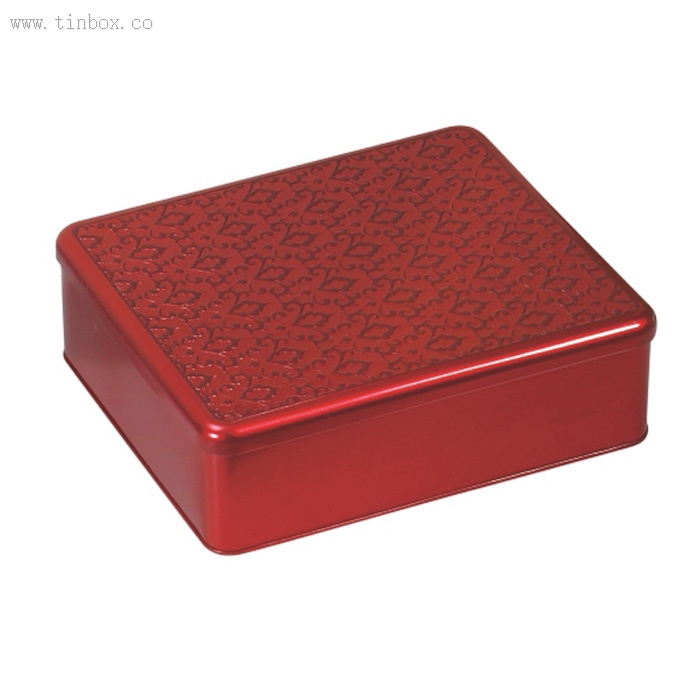 red embossed candy tin red embossed candy tin