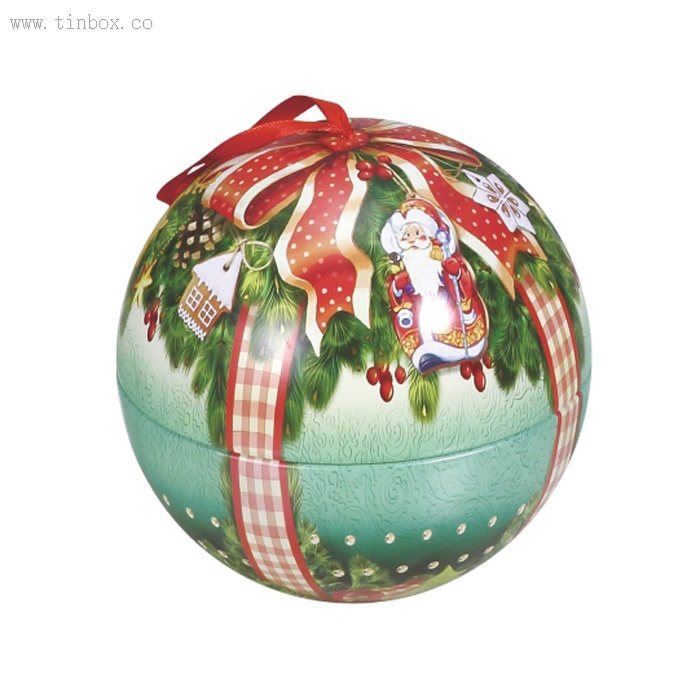 Metal Christmas Ball Ornament Gift Tin Metal Christmas Ball Ornament Gift Tin