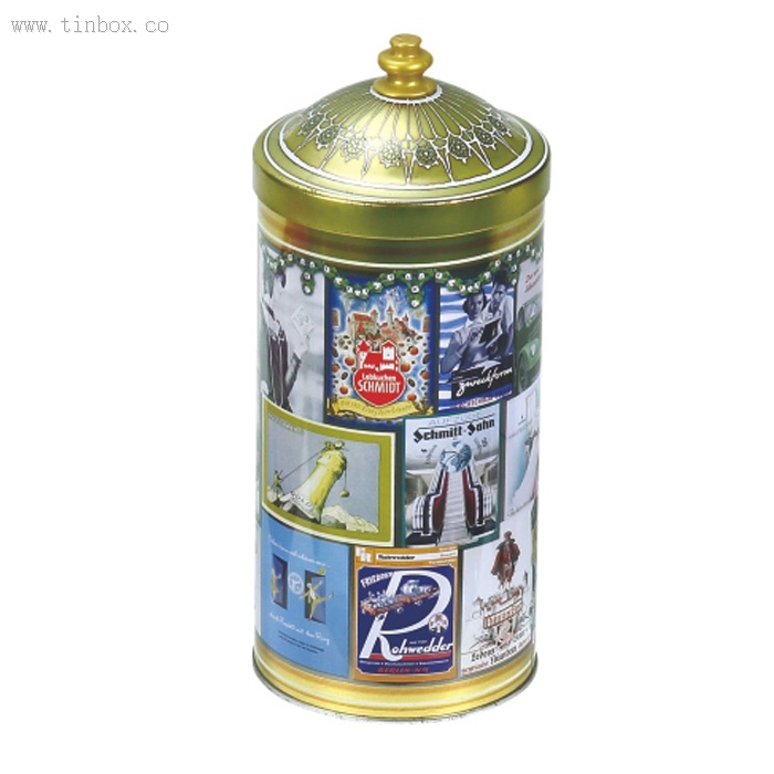 round wine tin box with cone shaped lid round wine tin box with cone shaped lid