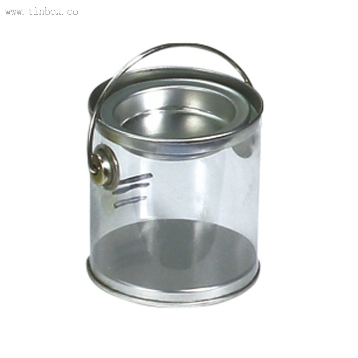 Clear Pail With Tin Lid and bottom Clear Pail With Tin Lid and bottom