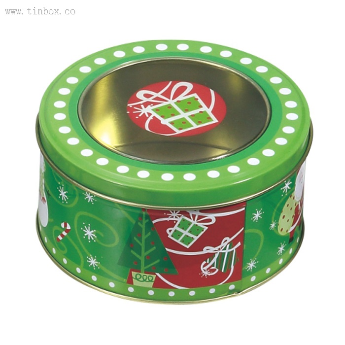 round gift tin packing box with window lid round gift tin packing box with window lid
