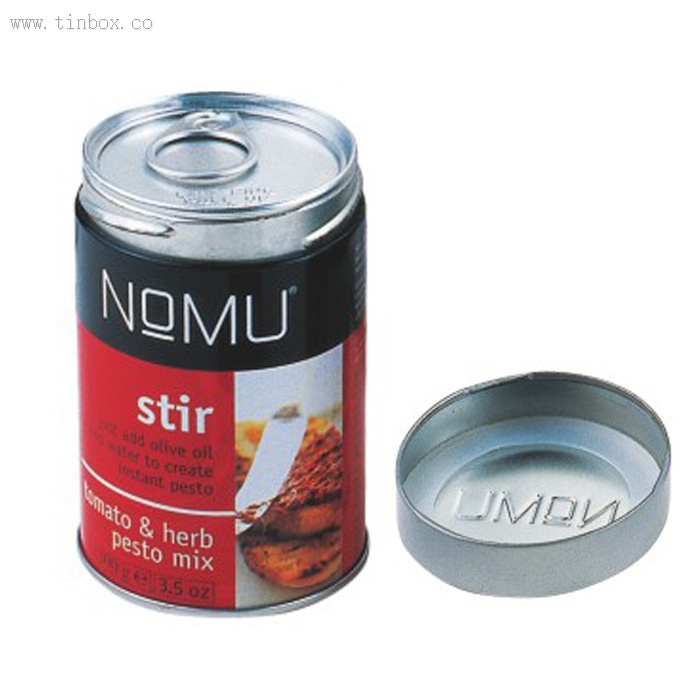 round Spice Tin Box with ease open end round Spice Tin Box with ease open end