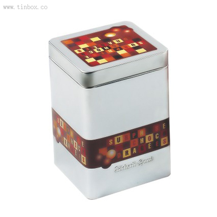 square Spice Tin Box with necked-in bod square Spice Tin Box with necked-in bod