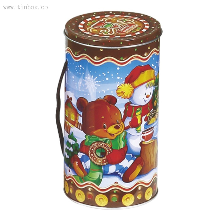 Christmas Cookie Round Metal Small Round Containers With Lids CMYK Printing Christmas Cookie Round Metal Small Round Containers With Lids CMYK Printing