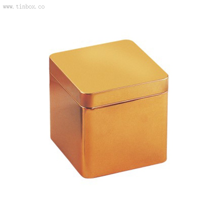Metal Golden Square Tin Box Container For Loose Tea Storage Metal Storage Tins Metal Golden Square Tin Box Container For Loose Tea Storage Metal Storage Tins