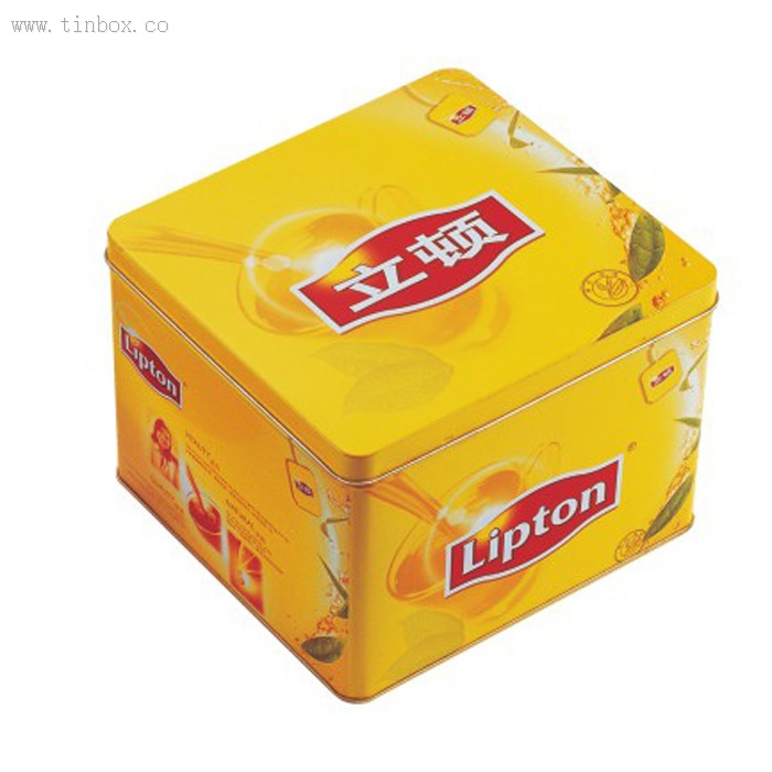 Metal Tall Tea Bag Coffee Packaging Square Tin Box With Hinged Lid Metal Tall Tea Bag Coffee Packaging Square Tin Box With Hinged Lid
