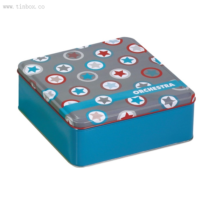 Blue Square Tins With Lids For Christmas Holiday Packaging Blue Square Tins With Lids For Christmas Holiday Packaging