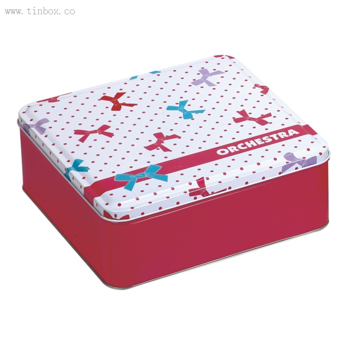 Red Square Tins With Lids For Christmas Holiday Packagin Red Square Tins With Lids For Christmas Holiday Packagin