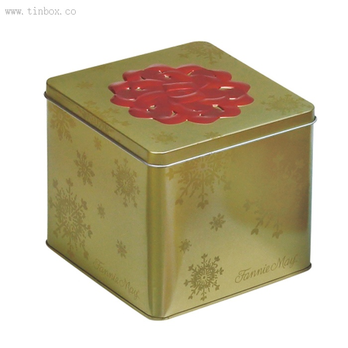 Christmas Holiday Square Tin Box For Cookie Christmas Holiday Square Tin Box For Cookie