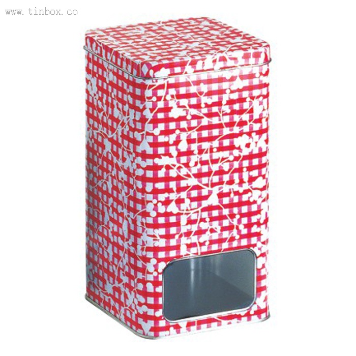 Printed Square Tin Container Fruit Storage Containers With Pvc Window Printed Square Tin Container Fruit Storage Containers With Pvc Window