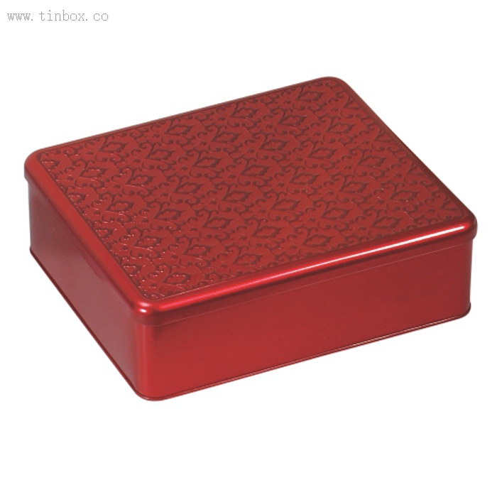 Rectangular Cookie Tin Box with embossed lid Rectangular Cookie Tin Box with embossed lid