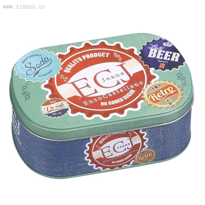 Custom Logo Printed Metal Tin Box For Cookies Oval Storage Containers Custom Logo Printed Metal Tin Box For Cookies Oval Storage Containers