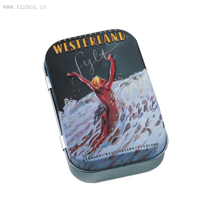 Small Printed Rectangular Tin Box For Cards And Mint Candy Storage With Window Hinge Small Printed Rectangular Tin Box For Cards And Mint Candy Storage With Window Hinge