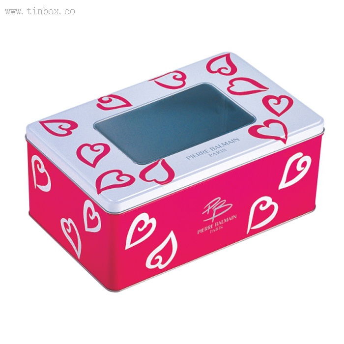 Metal Christmas Rectangular Tin Box Packaging With Pvc Window Metal Christmas Rectangular Tin Box Packaging With Pvc Window