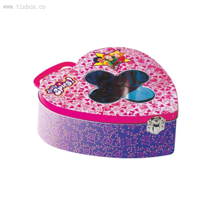 large Heart Shaped Tin Box For candy Packaging with glass lid and handle large Heart Shaped Tin Box For candy Packaging with glass lid and handle