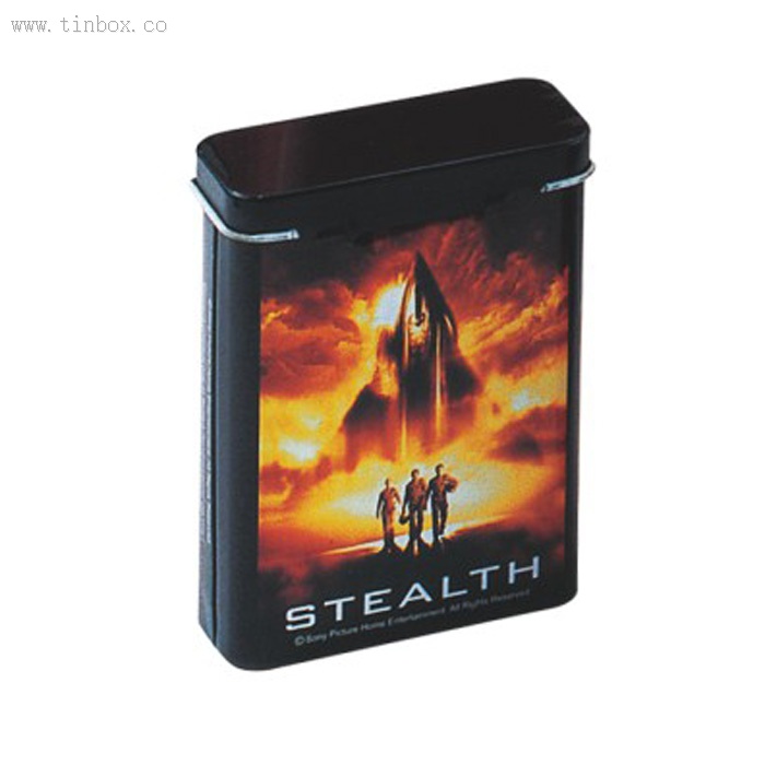 Rectangular Metal Cigarette Tin Can With Hinged Lid Rectangular Metal Cigarette Tin Can With Hinged Lid