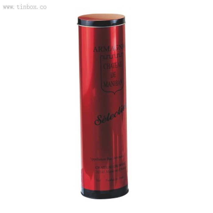 Cylinde Red Wine Tin Box Wine Bottle Tin Packaging With Embossing Cylinde Red Wine Tin Box Wine Bottle Tin Packaging With Embossing