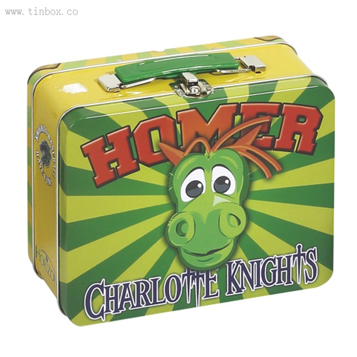 Food Storage Printed Lunch Tin Box With Plastic Handle Metal Lock Food Storage Printed Lunch Tin Box With Plastic Handle Metal Lock