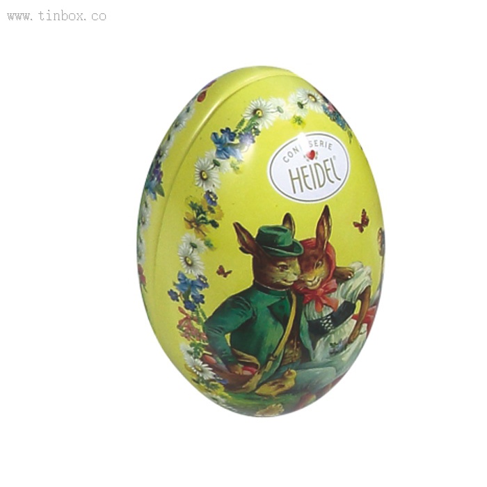 Small Easter Egg Chocolate Candy Metal Tin can With Bunny Ears Small Easter Egg Chocolate Candy Metal Tin can With Bunny Ears