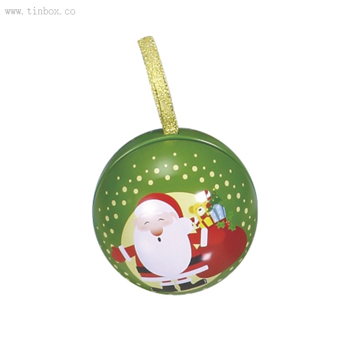 Christmas Holiday ball Metal Tin Box Chocolate Packaging With Ribbon Christmas Holiday ball Metal Tin Box Chocolate Packaging With Ribbon