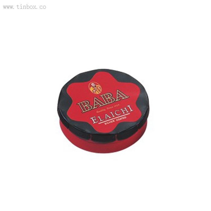 small round pill tin box with click-clack lid small round pill tin box with click-clack lid