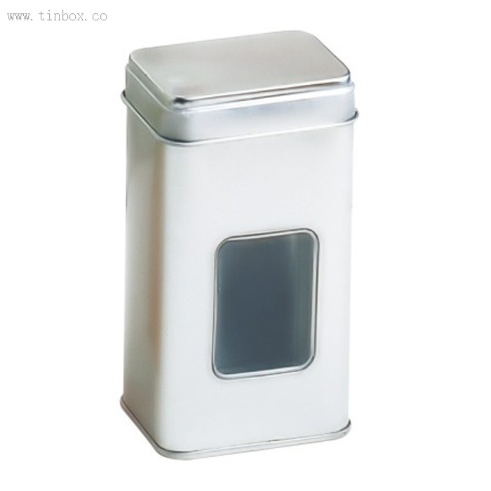 Silver Tall Rectangular Hinged Tin Can Silver Tall Rectangular Hinged Tin Can