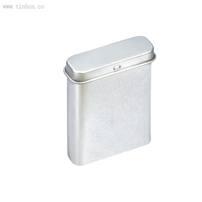 Silver Tall Rectangular Hinged Tin Box Silver Tall Rectangular Hinged Tin Box