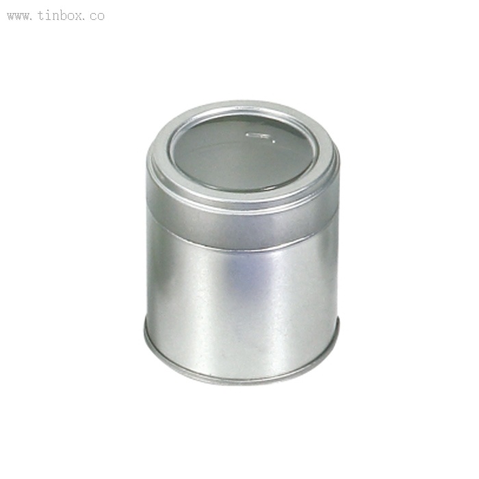Silver Windowed Round Tin Box Silver Windowed Round Tin Box