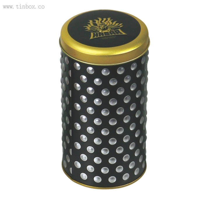 round popcorn tin box with dot embossing body round popcorn tin box with dot embossing body