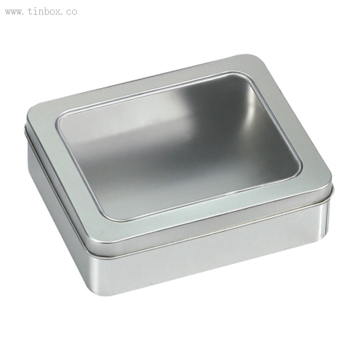 Square cigarette tin box with window lid Square cigarette tin box with window lid