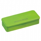 green rectanglar tea tin box